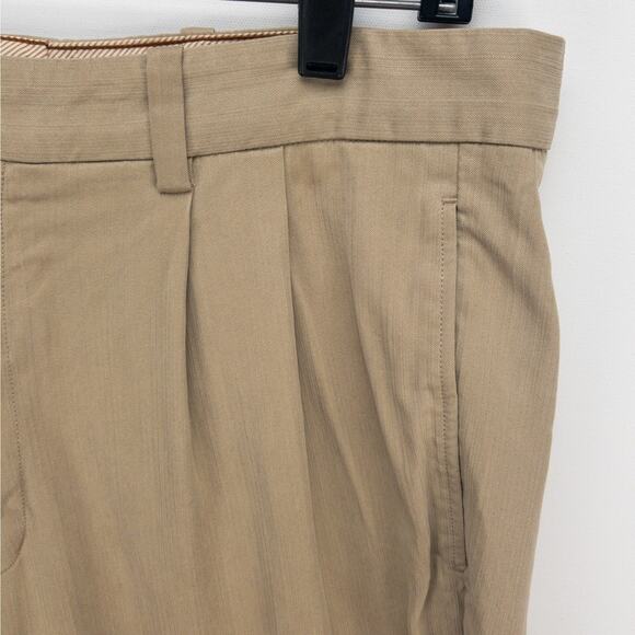 Banana Republic Pleated Silk Blend Pants Men’s 34 Tan Relaxed Fit Straight Leg - Picture 4 of 13
